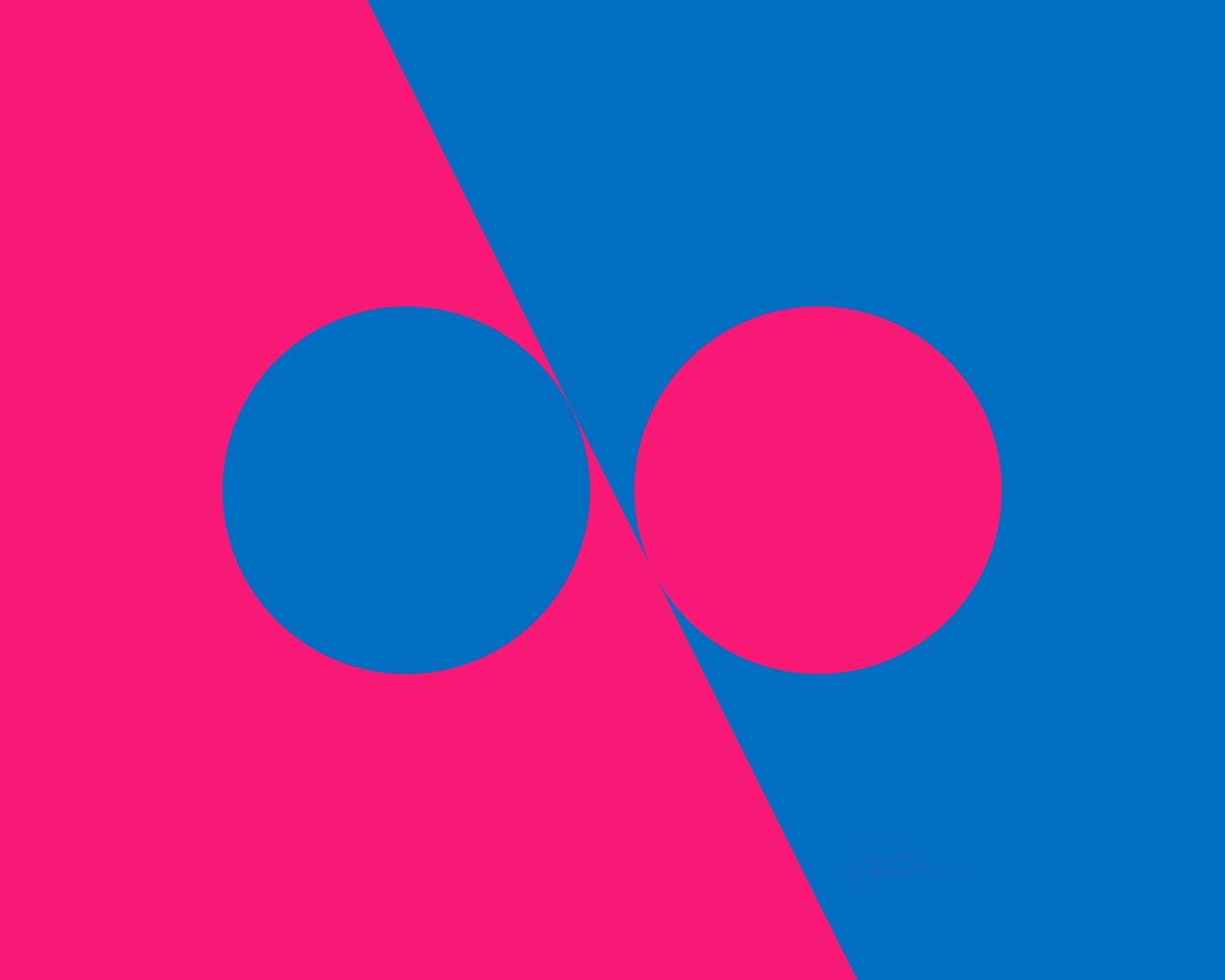 Vivid Cerulean and Deep Magenta original design circa 1975. Copilot describes the combination as near-opposites on the color wheel, making them high-contrast and complementary in many design contexts.